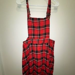 Plaid overall dress